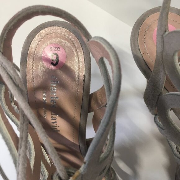 Charles David Cut Out Lace Up Heels Sandals Leather Size 9 - Picture 3 of 6